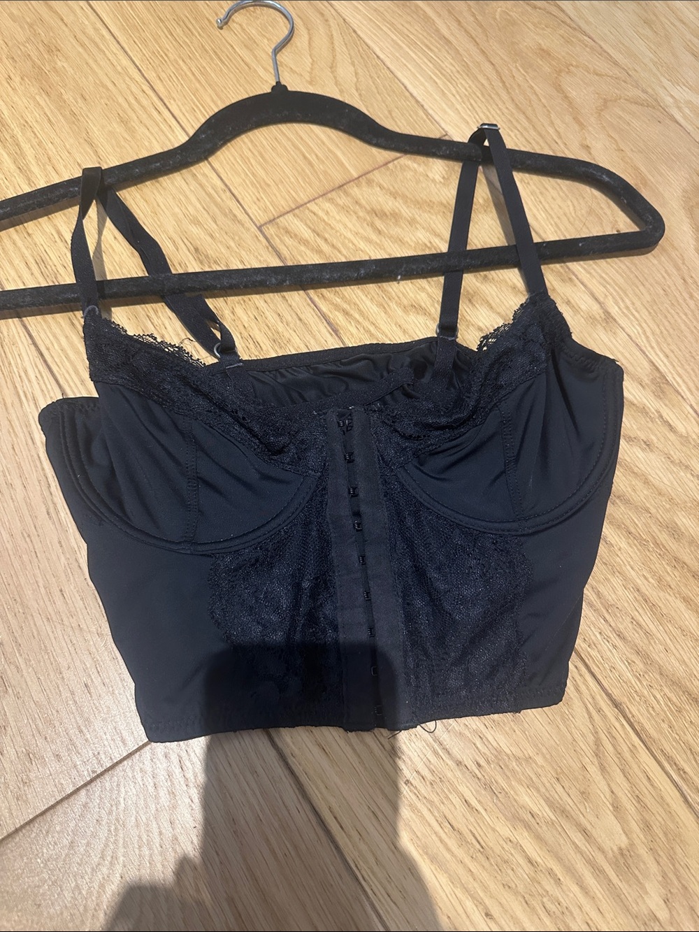 Black Lace-Trim Longline Bustier Bra - Women Intimates